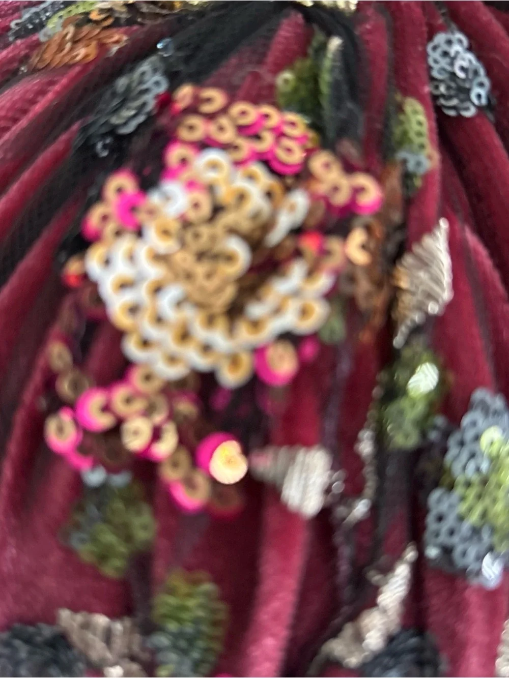 Colorful Beaded Embellished Purple Fabric Pumpkin , Gold Stem